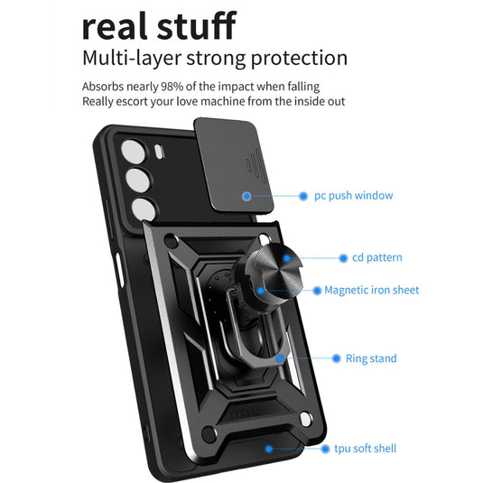 Motorola Moto G60s - Heavy Duty Ring Holder Case with Shockproof & Camera Guard Design - Polar Tech Australia