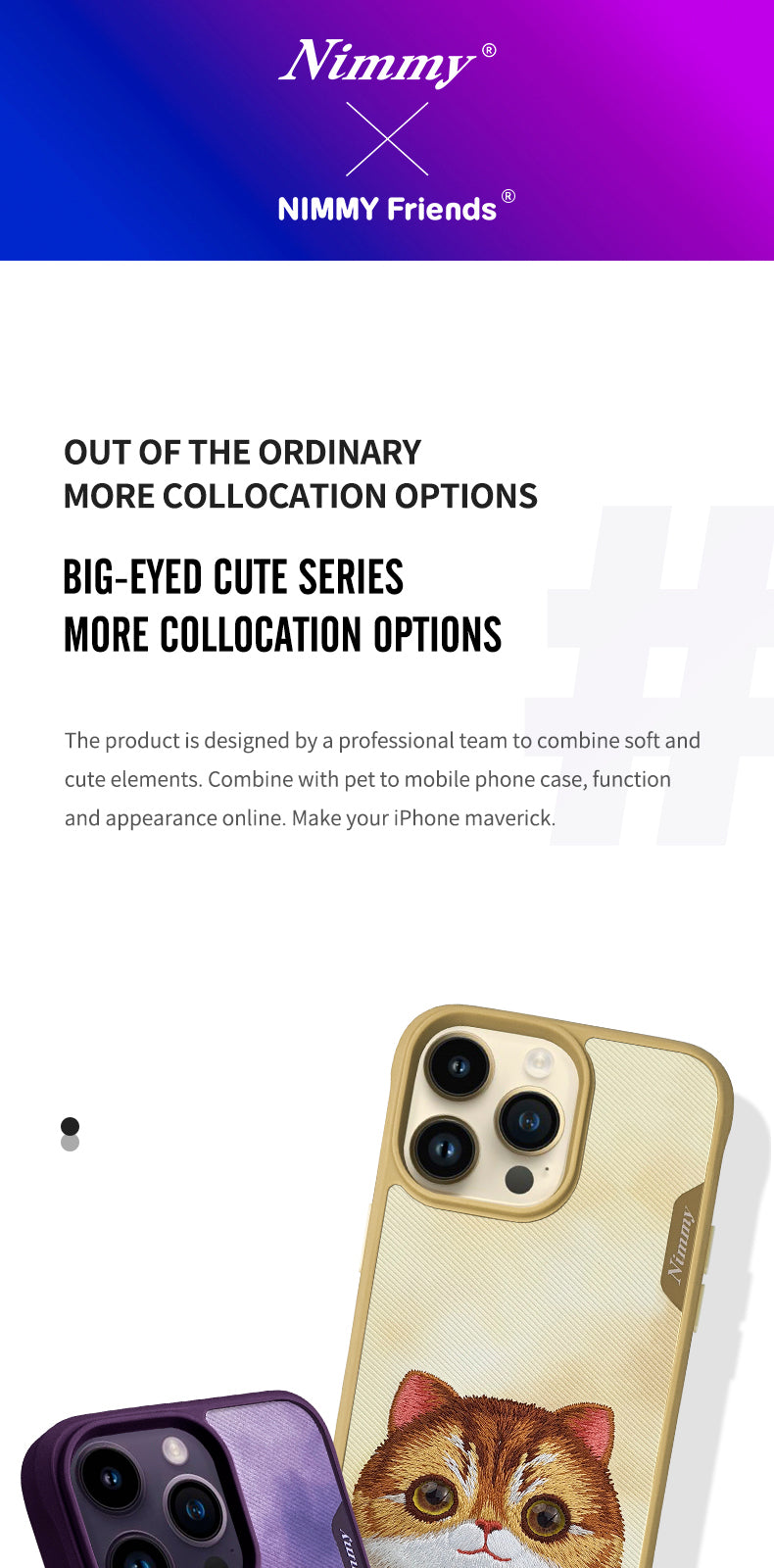 Cargue la imagen en el visor de la galería, Nimmy Pet Animal Big Eye Series iPhone 13/14/15/Pro/Max Embroidery 3D Cute Cool Case - Polar Tech Australia
