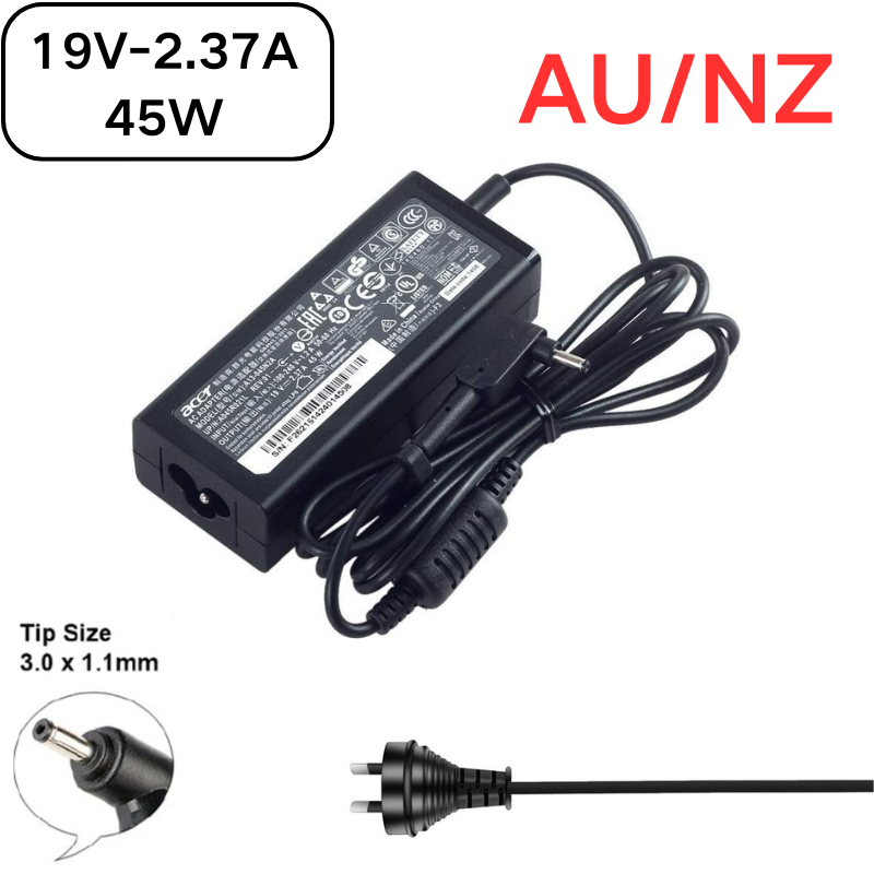 Chargez l&#39;image dans la visionneuse de la galerie, [19 V-2,37 A/45 W] [3,0 x 1,0 et 3,0 x 1,1] Acer Switch 3 SW312 &amp; Spin 3 SP314-51 &amp; Swift 5 ADP-45HE chargeur adaptateur d&#39;alimentation secteur pour ordinateur portable
