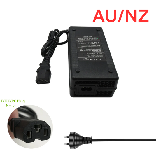[48V-54.6V/3A][IEC T-type Plug] Universal For 48V 13S Li-Ion Lithium Battery Pack Electric Scooter EBike AC Power Adapter Charger