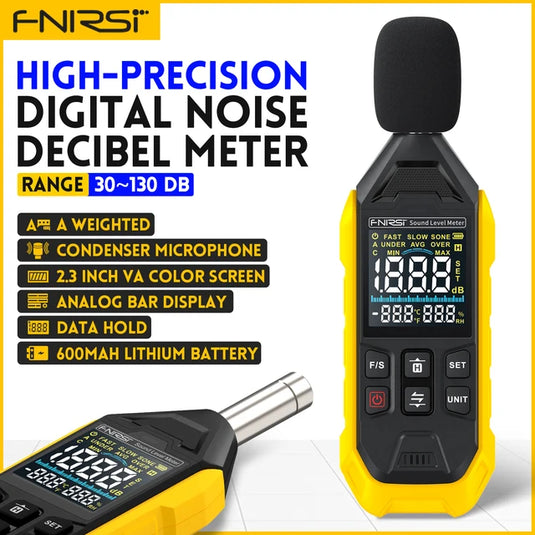 [FDM01] FNIRSI Digital Noise Meter Sound Level Meter Handheld DB Meter 30~130dB Audio Measuring Instrument 600mah lithium Battery - Polar Tech Australia
