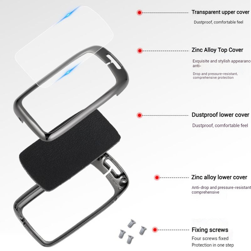 Cargue la imagen en el visor de la galería, MG Zinc Alloy + PU Leather Car Key Fob Case Cover For MG3, MG5, MG6, MG7, ZST, ZS, GS, MG ONE, MG4 EV
