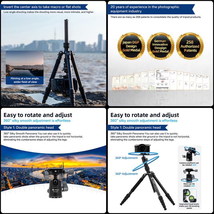 Load image into Gallery viewer, Fotopro X-go Gecko E 2 5-Section Aluminum 2 in 1 Tripod Monopod - Polar Tech Australia
