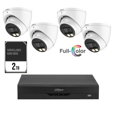 Dahua HDCVI 8 Channel Camera Kit including 4x 5MP Eyeball Fixed Lens Cameras 2TB HDD 4x 18m Coax Patch Cables and Power Supplies