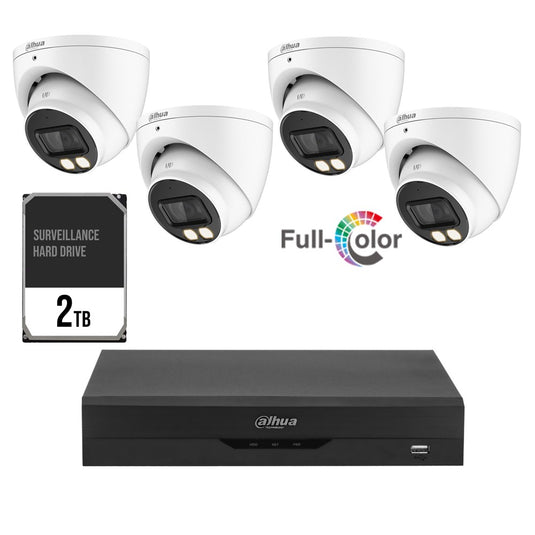 Dahua HDCVI 8 Channel Camera Kit including 4x 5MP Eyeball Fixed Lens Cameras 2TB HDD 4x 18m Coax Patch Cables and Power Supplies
