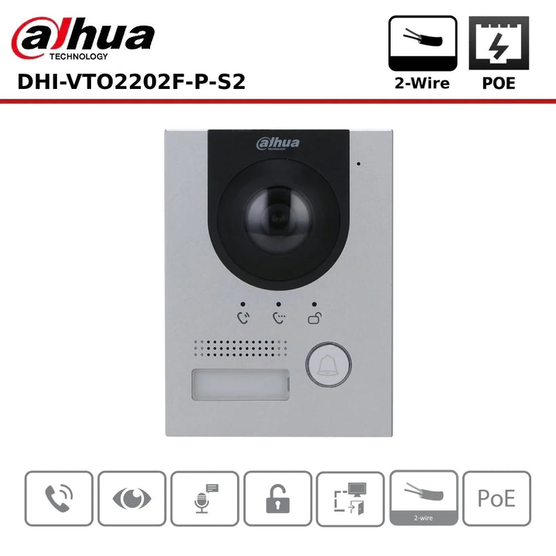 Load image into Gallery viewer, [VTO2202F-P-S2] Dahua IP PoE 2 Wire Intercom System Villa Door Station Camera Gate Door Open - Polar Tech Australia
