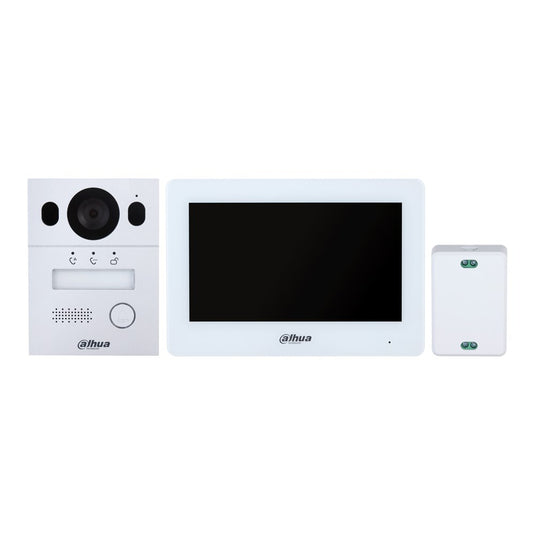 [DHI-KTX01(S)] Dahua Hybrid WiFi 2-Wire Video 1 Button Silver Residential Intercom Kit with Surface Mount Door Station 7 inch Touchscreen Monitor and 2-Wire Controller - Polar Tech Australia