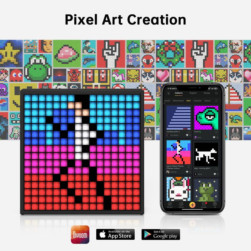 Cargue la imagen en el visor de la galería, Divoom Timebox-Evo Pixel Art Speaker 16x16 DIY LED Display Alarm Clock Box Perfect Gift - Polar Tech Australia
