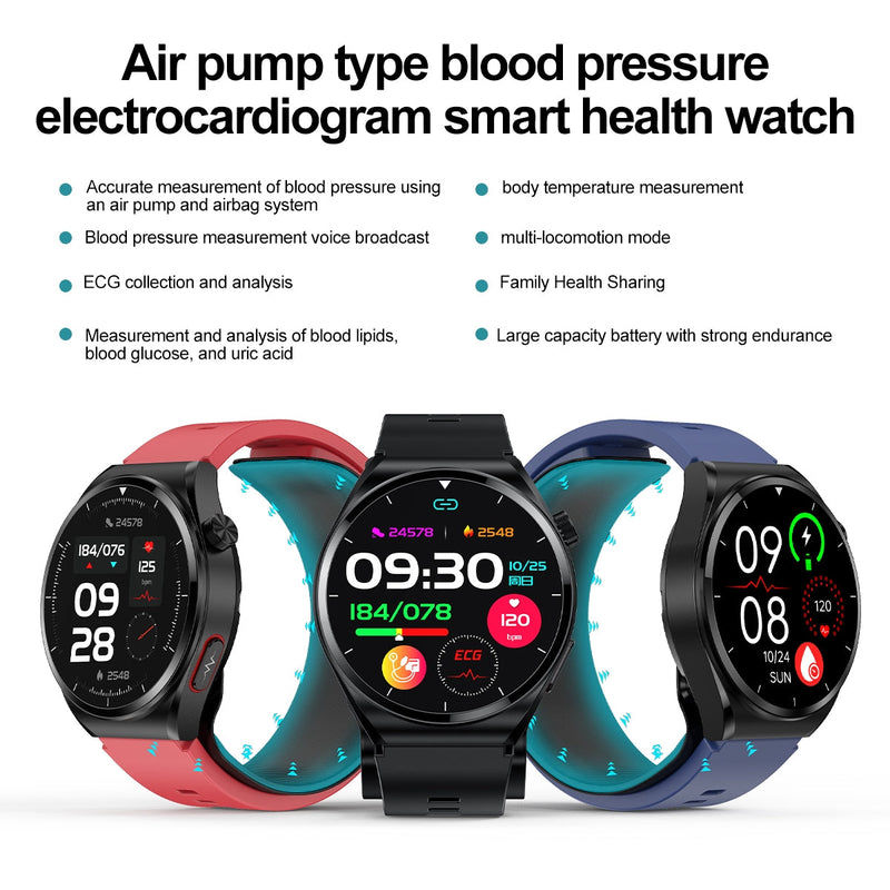 Cargue la imagen en el visor de la galería, [Brand New] S22 Air Pump Blood Pressure Testing ECG Health Smart Watch, 1.39 inch Round Screen - Polar Tech Australia
