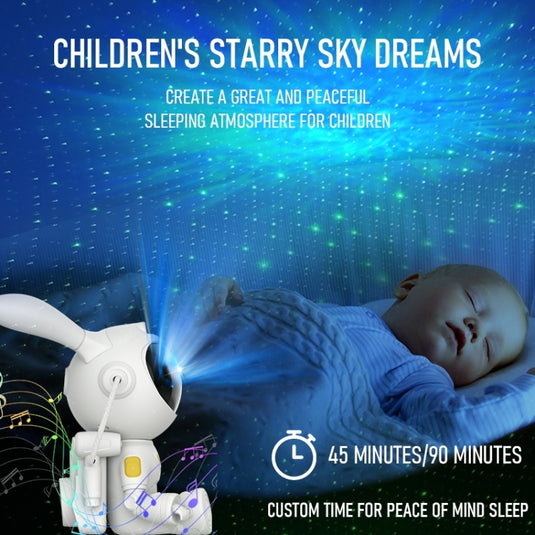 [G002] Space Rabbit Starry Sky Projection Lamp Bluetooth Speaker 2 in 1 Laser Light(White) - Polar Tech Australia