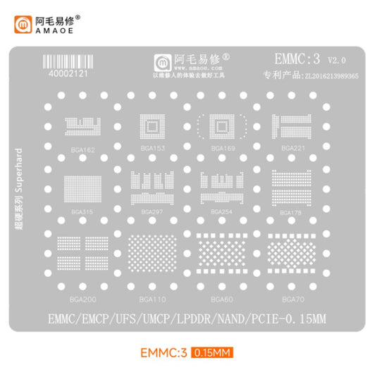 [Amaoe] [Stencil] BGA Reballing Solder Paste Stencil For EMMC/UFS Soldering Mesh - Polar Tech Australia