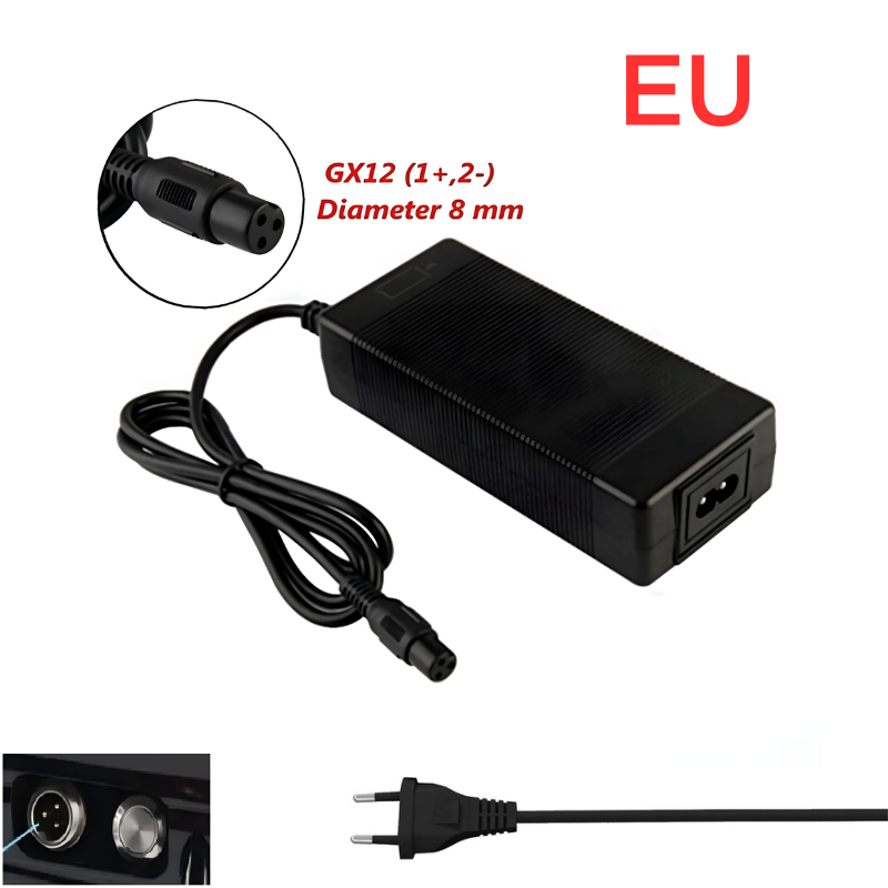 Cargue la imagen en el visor de la galería, [48V-54.6V/3A][GX12 Plug] Universal For 48V 13S Li-Ion Lithium Battery Pack Electric Scooter EBike AC Power Adapter Charger
