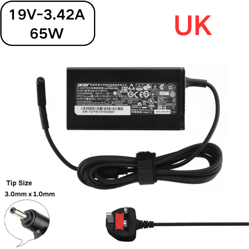 Chargez l&#39;image dans la visionneuse de la galerie, [19V-3.42A/65W][3.0x1.0 &amp; 3.0x1.1] Acer TravelMate X349-M P648-G3-M Laptop AC Power Supply Adapter Charger - Polar Tech Australia
