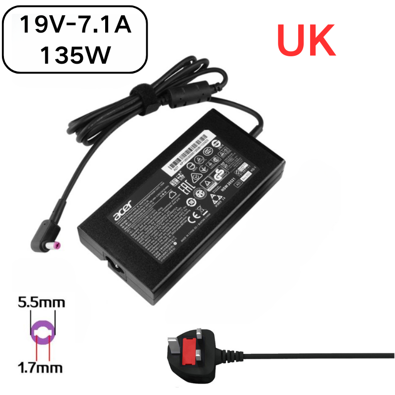 Chargez l&#39;image dans la visionneuse de la galerie, [19V-7.1A/135W][5.5x1.7] Acer Nitro 5 AN515-51 N19C5 &amp; Aspire VN7-591 AC Power Supply Adapter Charger - Polar Tech Australia
