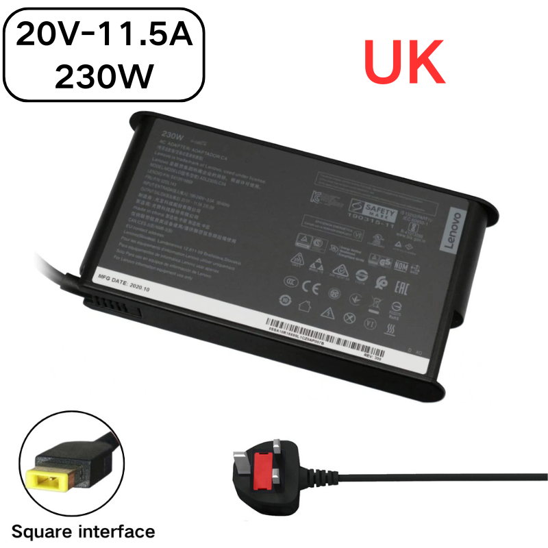 Chargez l&#39;image dans la visionneuse de la galerie, [20V-11.5A/230W][Yellow Square] Lenovo IdeaCentre &amp; Thinkpad &amp; Legion Gaming Laptop AC Power Supply Adapter Charger - Polar Tech Australia
