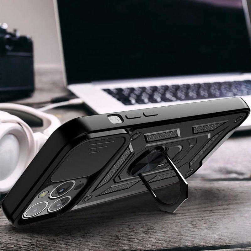 Cargue la imagen en el visor de la galería, [Built-in 360-degree rotatable ring bracket][Camera Cover] Motorola Moto Edge 50 Neo - Shield Shockproof Rugged Heavy Duty Case With 2PC 9H Tempered Glass Screen Protector - i-Station Mobile Phone &amp; Electronic Device Repair and Accessories
