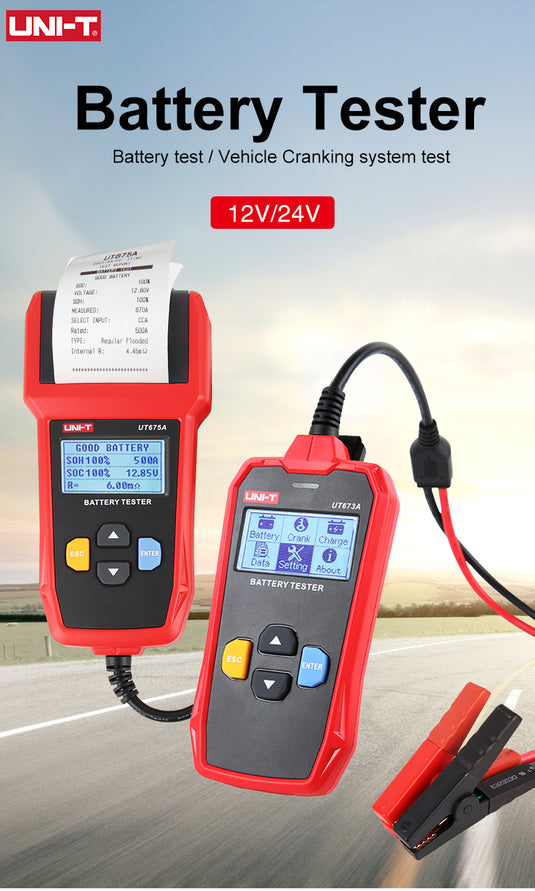 [UT673A] UNI-T Car Battery Tester  UT675A 12V 24V DC Load Tester Capacity Meter Battery Checker Charging Circuit Cranking Test - Polar Tech Australia