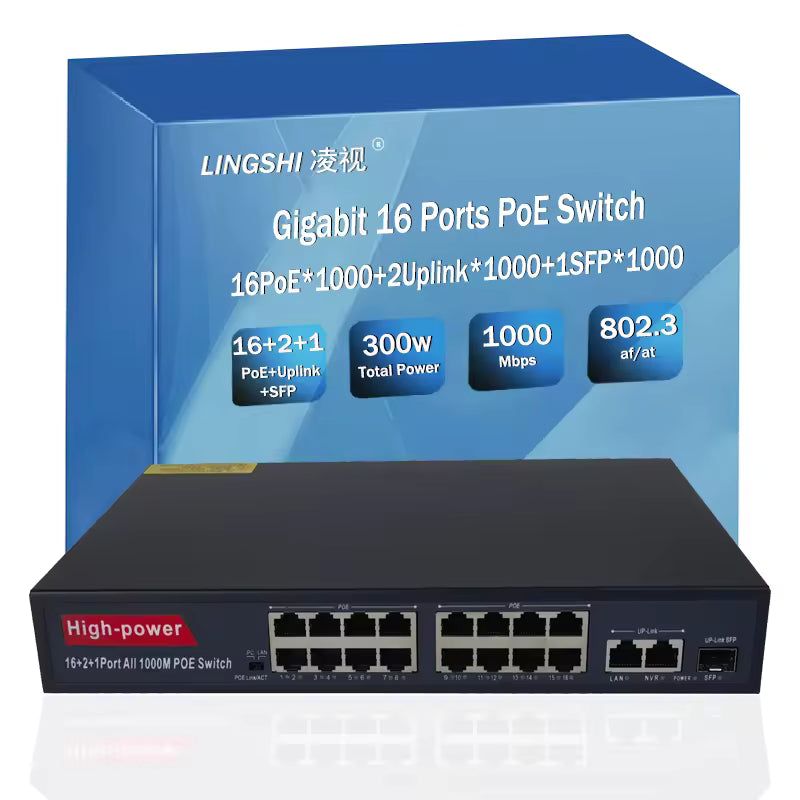 Load image into Gallery viewer, [LS-DS1603A-G2] High Power 300W 1000Mbps 16 Channel PoE 18 Ports PoE Switch CCTV System
