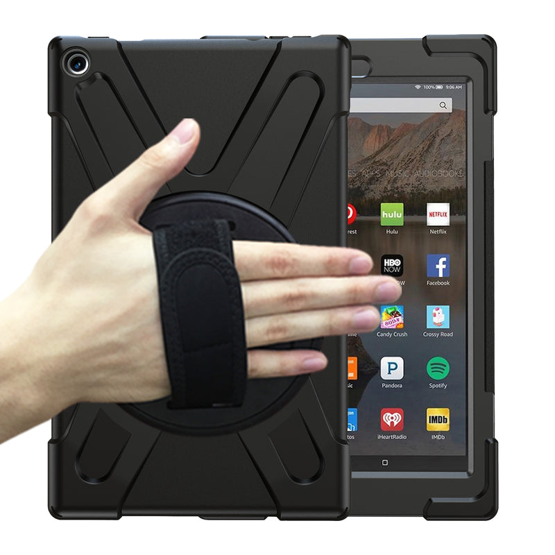 Chargez l&#39;image dans la visionneuse de la galerie, Amazon Kindle Fire 8 2022 Heavy Duty 360 Degree Rotate Stand Hand Strap Case - Polar Tech Australia
