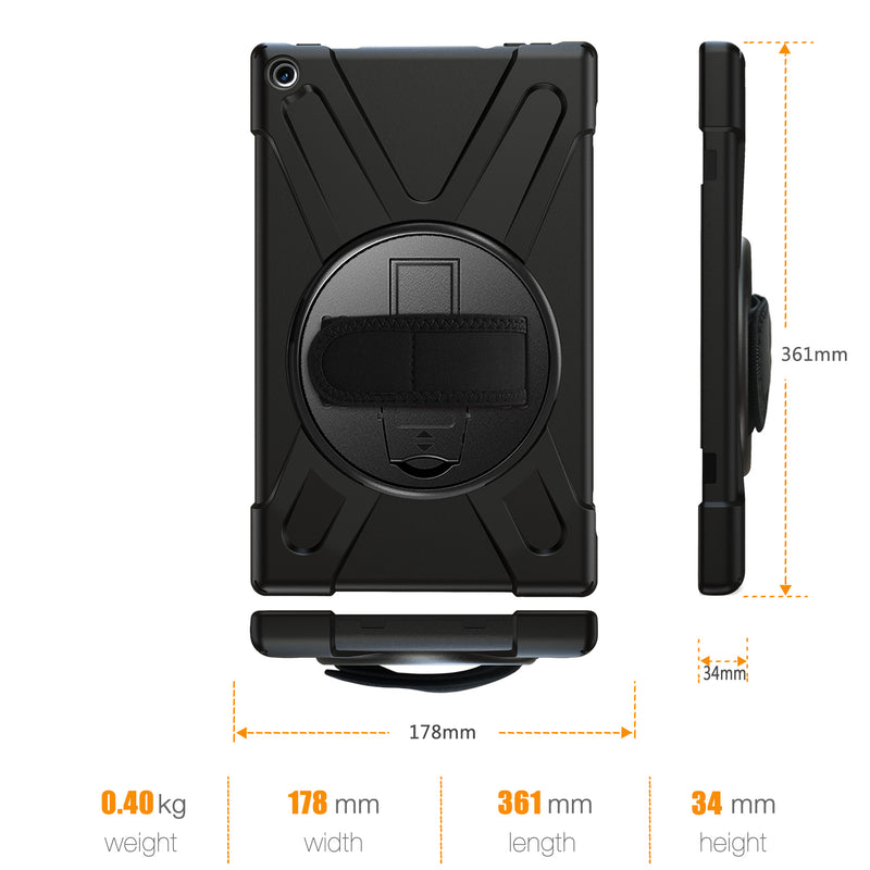 Chargez l&#39;image dans la visionneuse de la galerie, Amazon Kindle Fire 8 2022 Heavy Duty 360 Degree Rotate Stand Hand Strap Case - Polar Tech Australia
