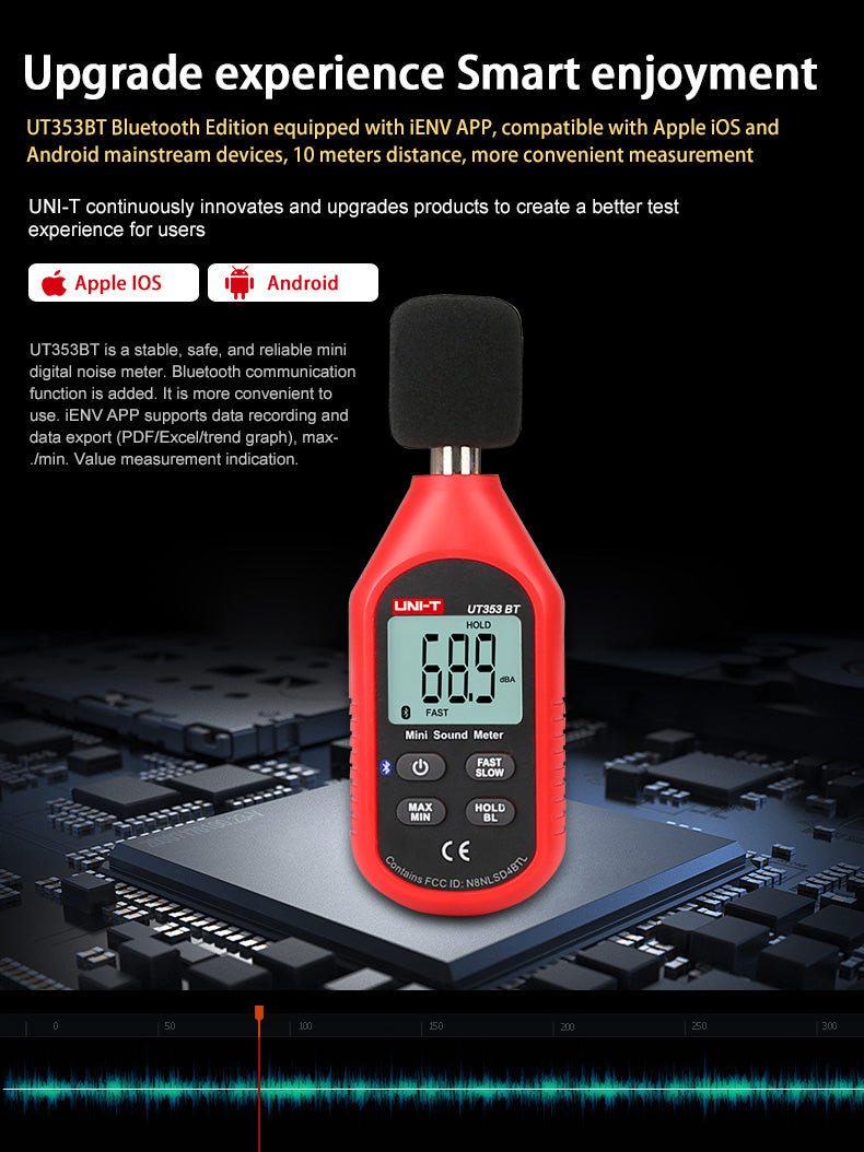 Chargez l&#39;image dans la visionneuse de la galerie, [UT353BT] UNI-T Noise Measuring Instrument db Meter 30~130dB Mini Audio Sound Level Meter Decibel Monitor - Polar Tech Australia
