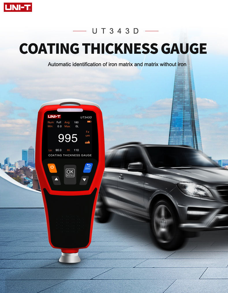 Load image into Gallery viewer, [UT343D] UNI-T Coating Thickness Gauge Digital FE/NFE Metal Car Paint Thickness Tester Meter - Polar Tech Australia
