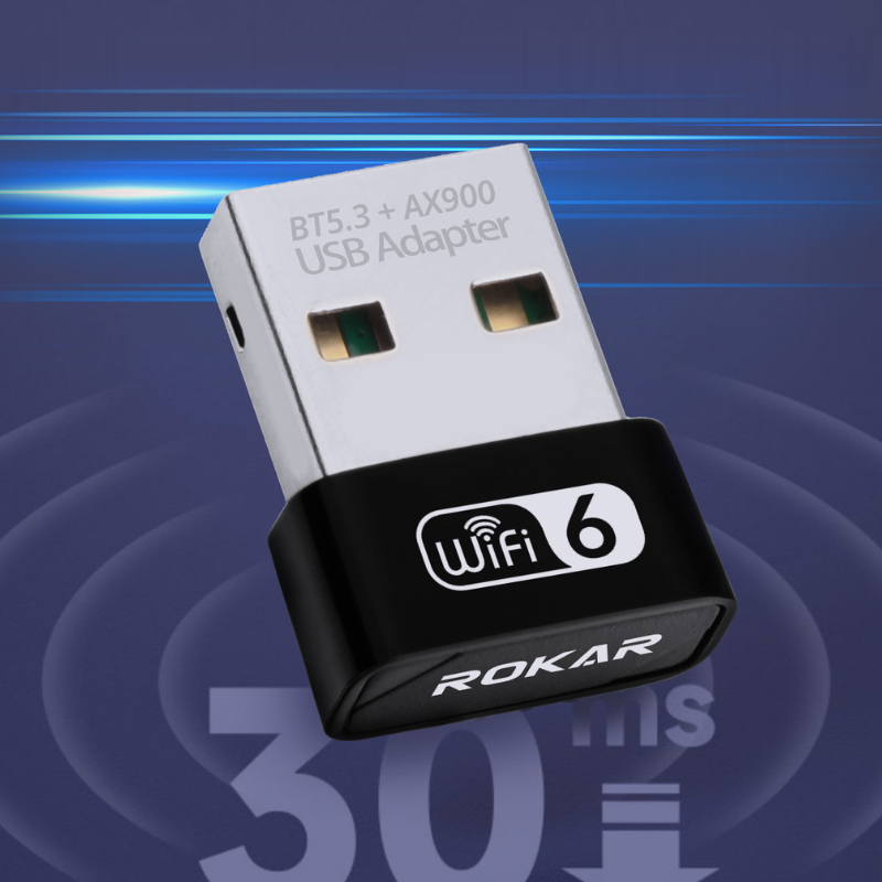 Load image into Gallery viewer, ROKAR WiFi 6 + Bluetooth 5.3 Dual-Band USB Adapter - 900Mbps Wireless Network Card for Desktop and Laptop - Polar Tech Australia

