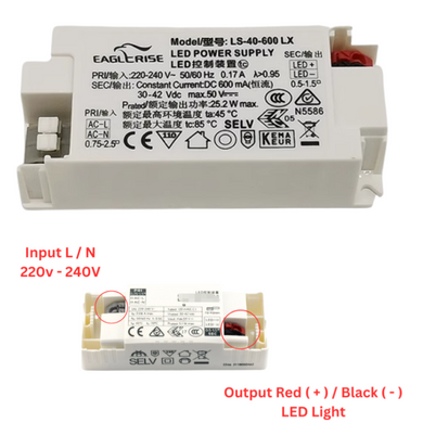 [LS-40-600 LX][30-42V][600mA/25.2W] EAGLERISE Universal LED Driver & Power Supply (SAA Approved) - Polar Tech Australia