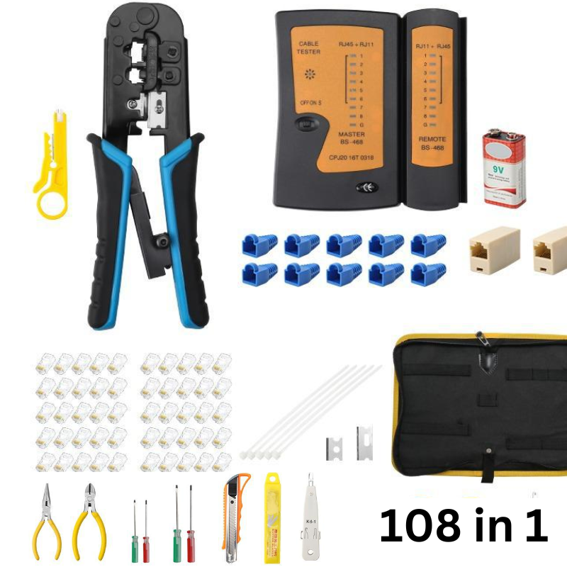 Load image into Gallery viewer, [108 in 1] Portable Self-adjusting 6P/8P Crimping Pliers Wire Cable End Sleeve Ferrule Cutter Crimper Network Ethernet Internet Cable Clamp Tool Tester Set - Polar Tech Australia
