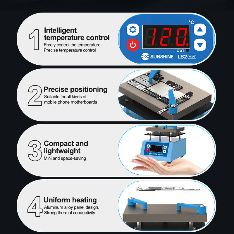 Cargue la imagen en el visor de la galería, [LS2 Mini] SUNSHINE Universal Heating Module Compact &amp; Efficient Preheating Platform for Mobile Repair - Polar Tech Australia
