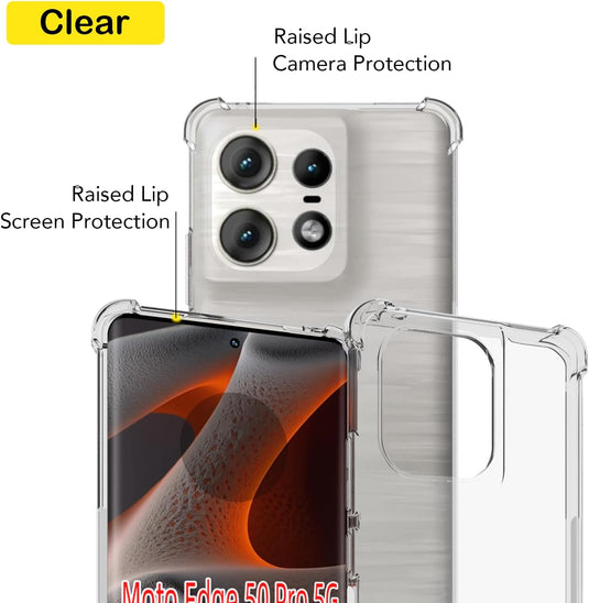 Motorola Moto Edge 50/50 Pro  - AirPillow Cushion Transparent Soft Clear TPU Four Corners Protective Case - Polar Tech Australia