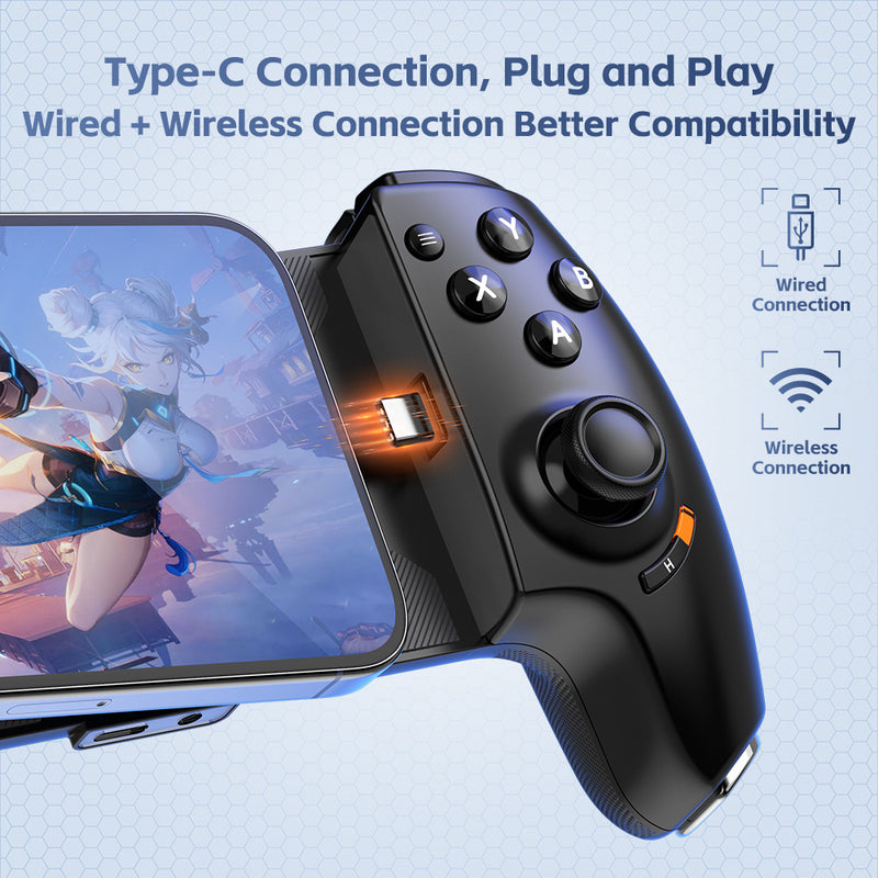 Load image into Gallery viewer, AB01 Wireless Game Controller for Switch &amp; iOS Hall Effect Joystick 6-Axis Gyro Turbo Programmable Dual Vibratio
