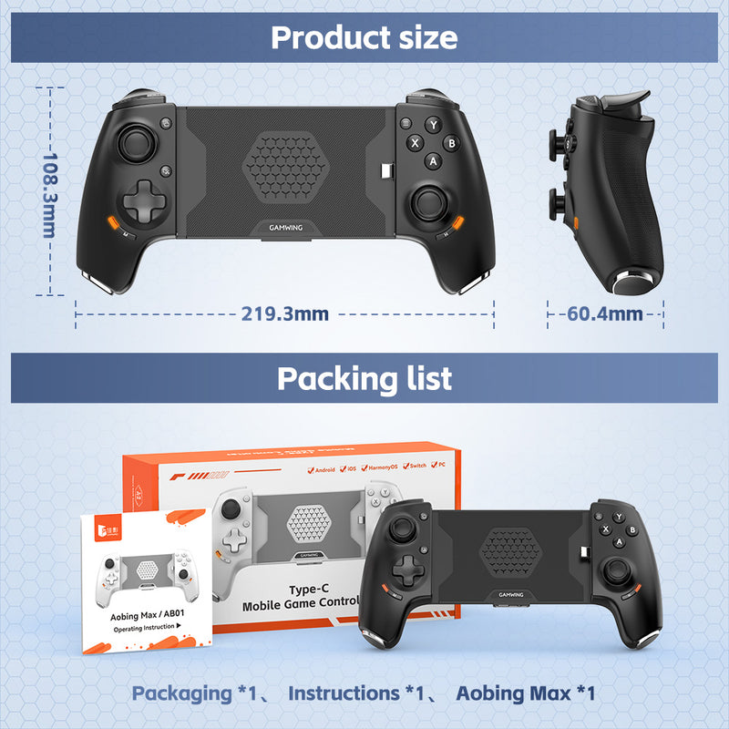 Load image into Gallery viewer, AB01 Wireless Game Controller for Switch &amp; iOS Hall Effect Joystick 6-Axis Gyro Turbo Programmable Dual Vibratio
