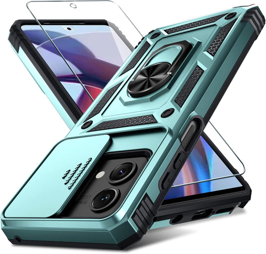 [Magnetic Ring Kickstand][Slide Camera Cover] Motorola Moto G Stylus 5G 2024 - Shield Shockproof Rugged Heavy Duty Case - Polar Tech Australia