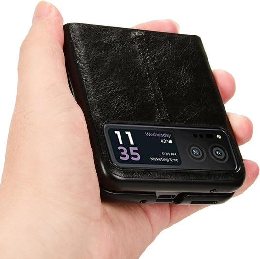 [Built-in Kickstand] Motorola Moto Razr 40/Razr 2023 - PU Leather Shockproof Heavy Duty Case - Polar Tech Australia