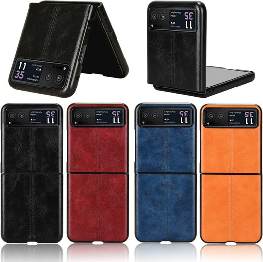 [Built-in Kickstand] Motorola Moto Razr 40/Razr 2023 - PU Leather Shockproof Heavy Duty Case - Polar Tech Australia