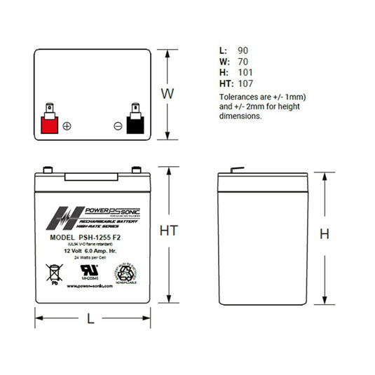 [NEP12V54AH] 12 Volt 5.5Ah Battery Valve Regulated Lead-Acid Battery - Polar Tech Australia