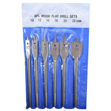 [6 in 1] Stainless Steel Wood Flat Drill Set Head (10 - 25mm)