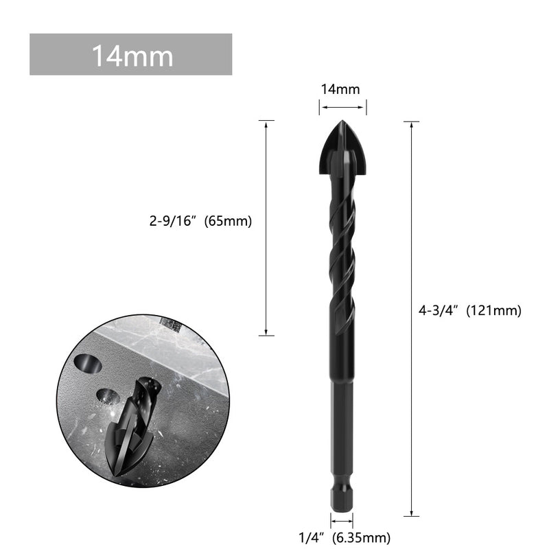 Cargue la imagen en el visor de la galería, [9 in 1] Concrete Drill Bit Set Cross Carbide Tip Masonry Drill Bits Set (3 - 16mm)
