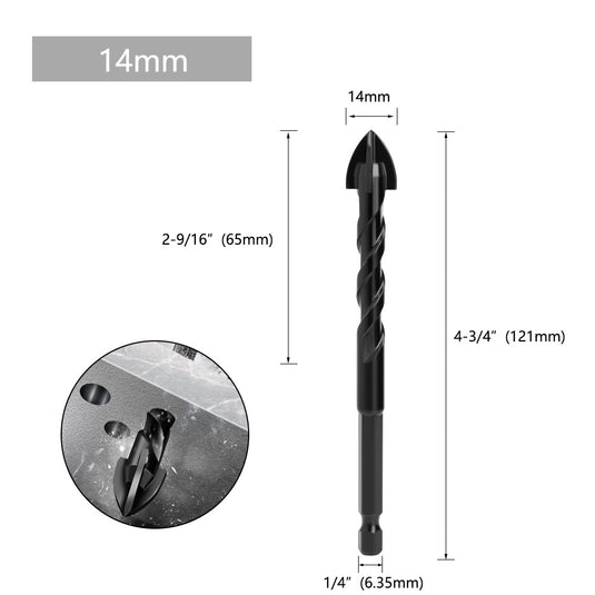 [9 in 1] Concrete Drill Bit Set Cross Carbide Tip Masonry Drill Bits Set (3 - 16mm)