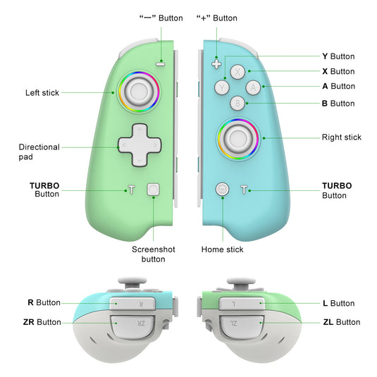 Nintendo Switch Joy-Con Controllers Pair with RGB Lighting - Polar Tech Australia