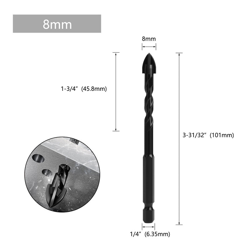 Cargue la imagen en el visor de la galería, [9 in 1] Concrete Drill Bit Set Cross Carbide Tip Masonry Drill Bits Set (3 - 16mm)
