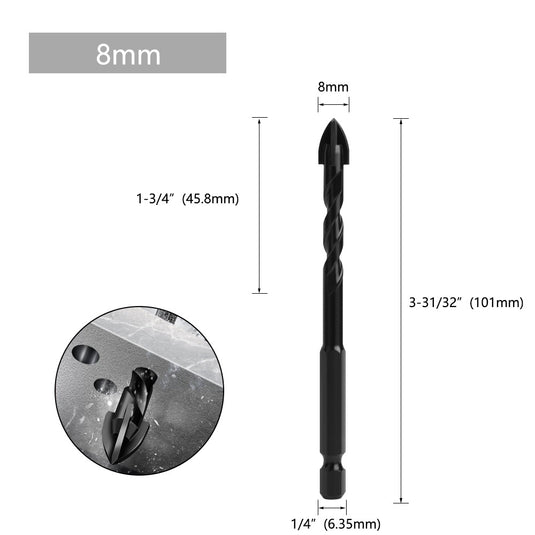 [9 in 1] Concrete Drill Bit Set Cross Carbide Tip Masonry Drill Bits Set (3 - 16mm)