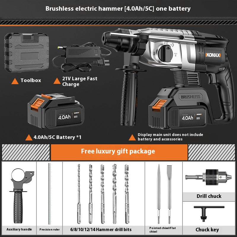 Load image into Gallery viewer, [Bundle Kit] Komax 21V 1000W High Power Cordless Electric hammer Drill 26mm rotary machine SDS plus with 3 modes, cordless drill machine with reverse/forward switch, Brushless motor
