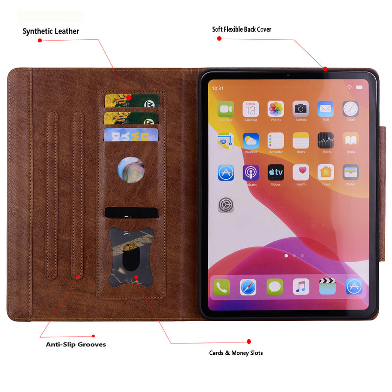 Chargez l&#39;image dans la visionneuse de la galerie, Apple iPad 5/6 9.7&#39;&#39; 5/6th Gen (2017/2018) Business Retro Matte Leather Protective Case
