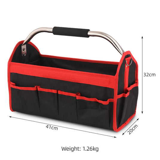 16 Inch Large Capacity 8 Pockets Wide Mouth Electrician Open Top Tool Tote Bag Tool Storage Bag with Handle