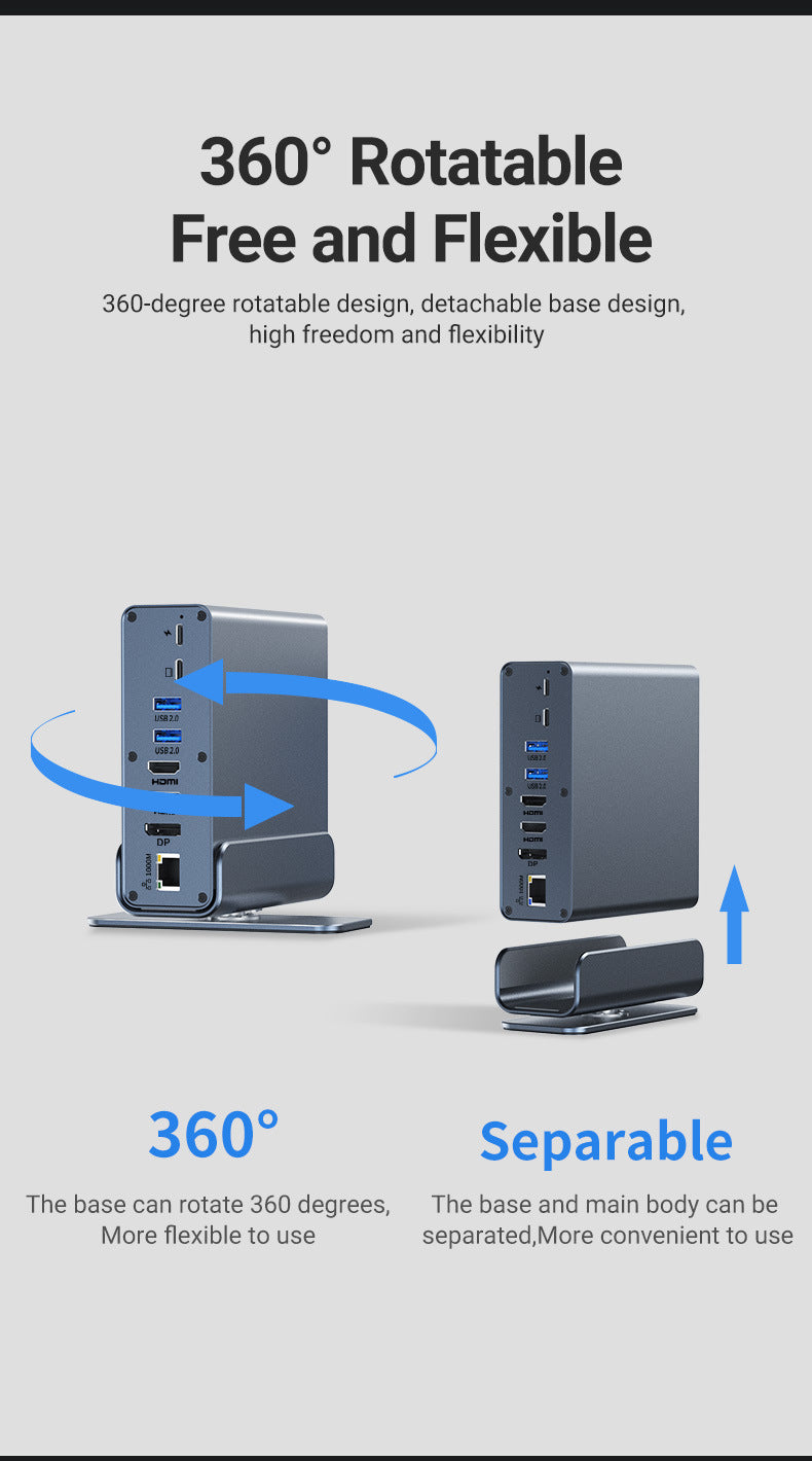 Cargue la imagen en el visor de la galería, [15-in-1] Type C USB 3.0 HDMI DP Ethernet PD – Computer Port Expansion with Multiple Interfaces (COMBO Card Reader + HUB) Dock Station - Polar Tech Australia
