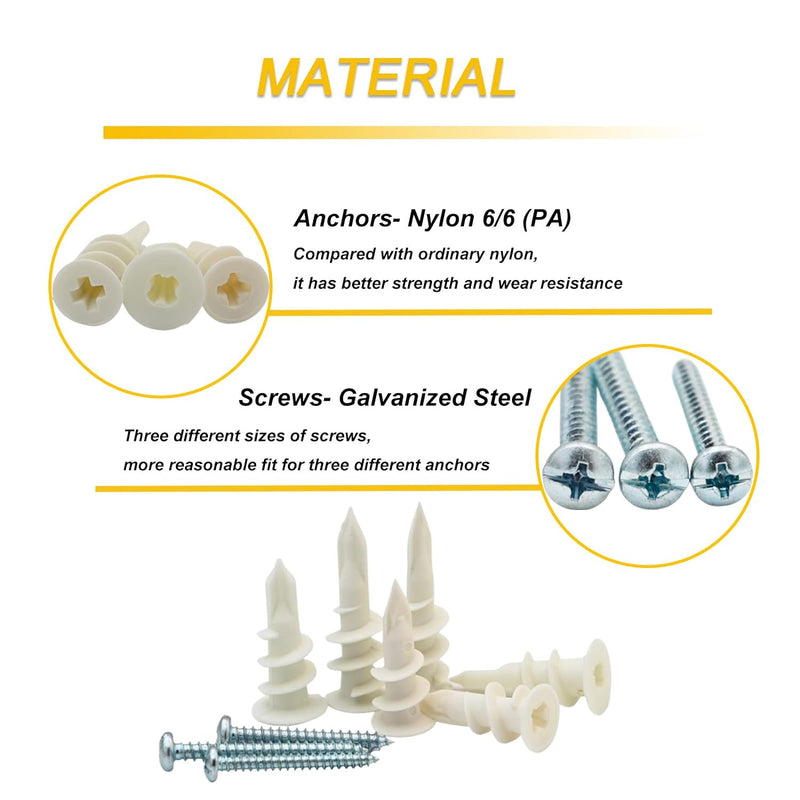 Load image into Gallery viewer, [310 Pieces Kit] Drywall Anchors Self Drilling Nylon Plastic Hollow Wall Anchors with Screws Kit Assortments
