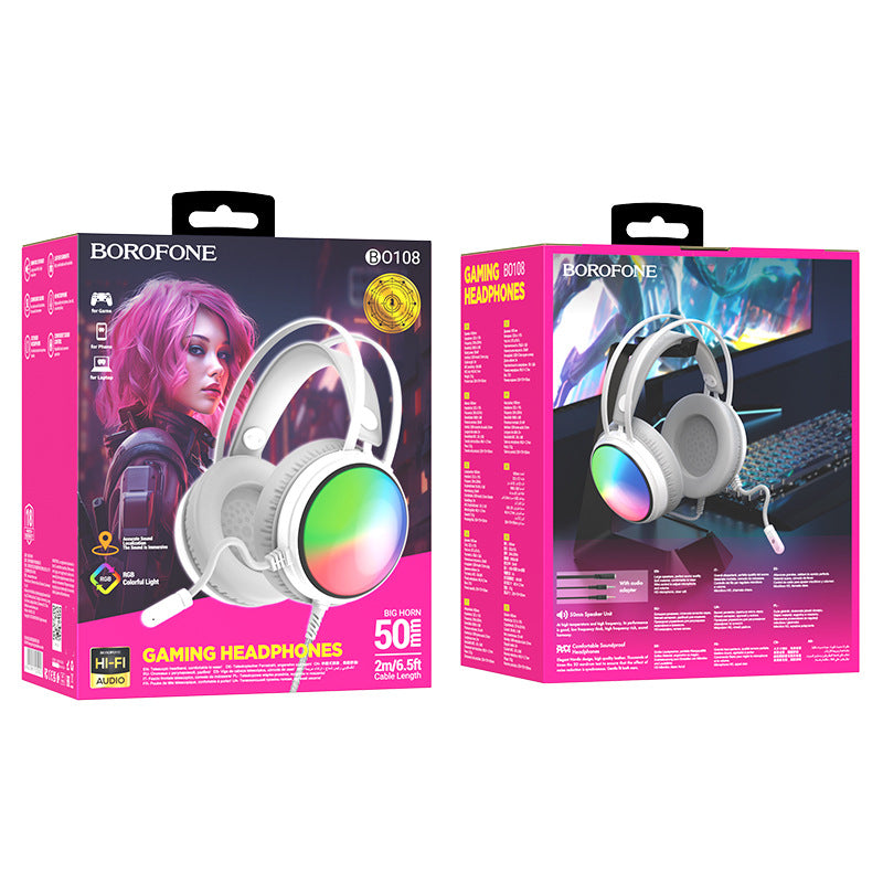 Chargez l&#39;image dans la visionneuse de la galerie, [BO108] Borofone Wired RGB Light Gaming Earphone Earpod Headphone - Polar Tech Australia
