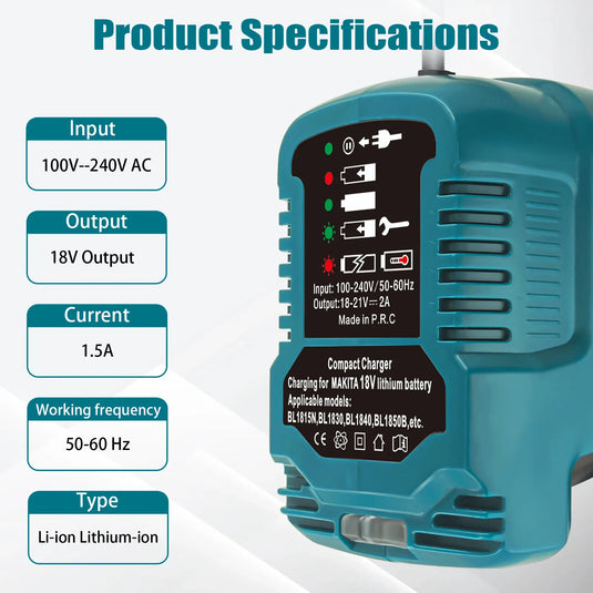 Replacement Mini Charger For Makita 18V Tool Battery - Polar Tech Australia